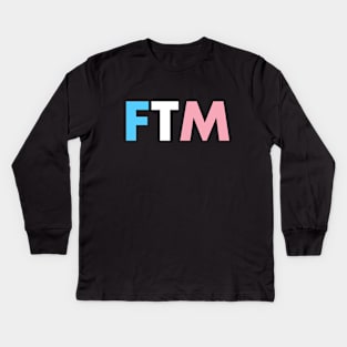 FTM Transgender Flag Colors - Female To Male Kids Long Sleeve T-Shirt